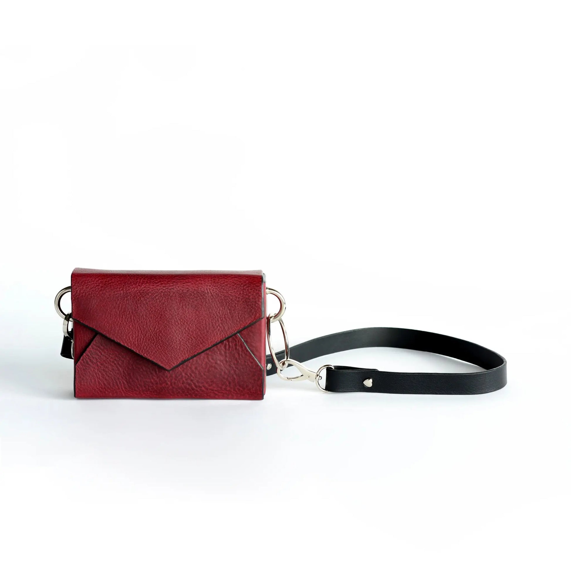 Handmade Leather Envelope Bag - Burgundy