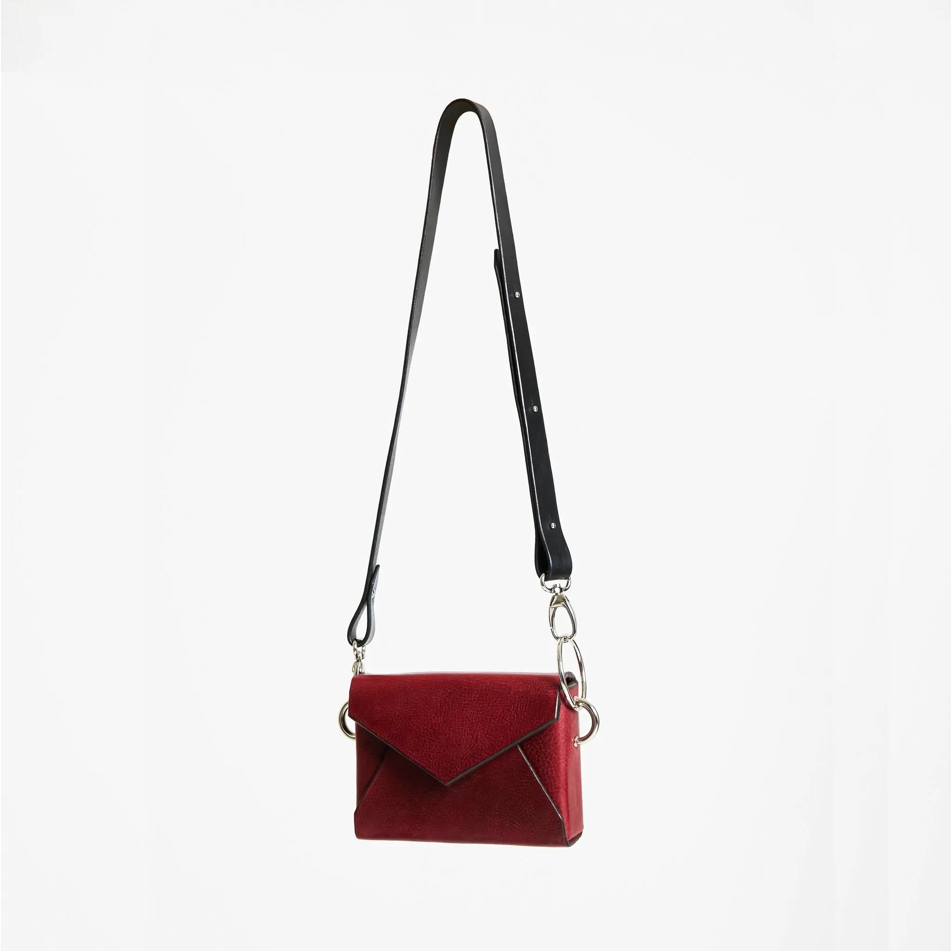 Handmade Leather Envelope Bag - Burgundy