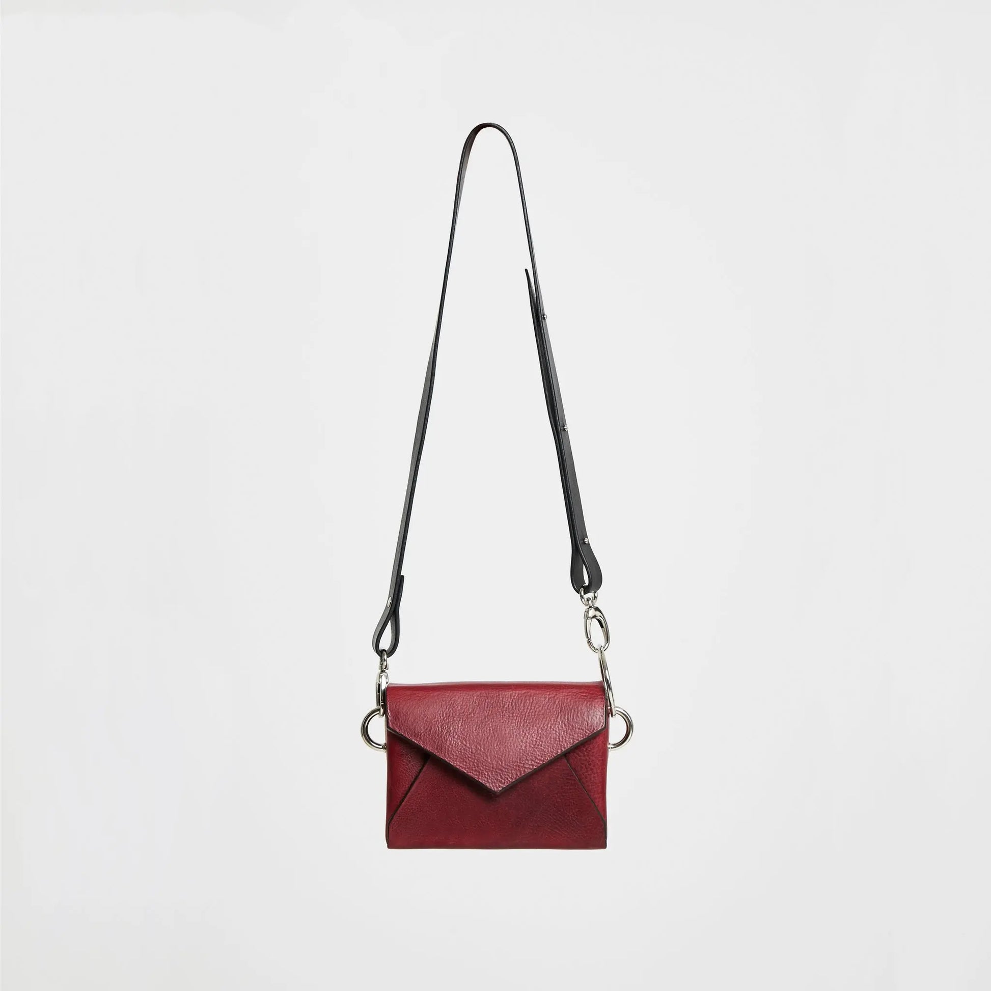 Handmade Leather Envelope Bag - Burgundy