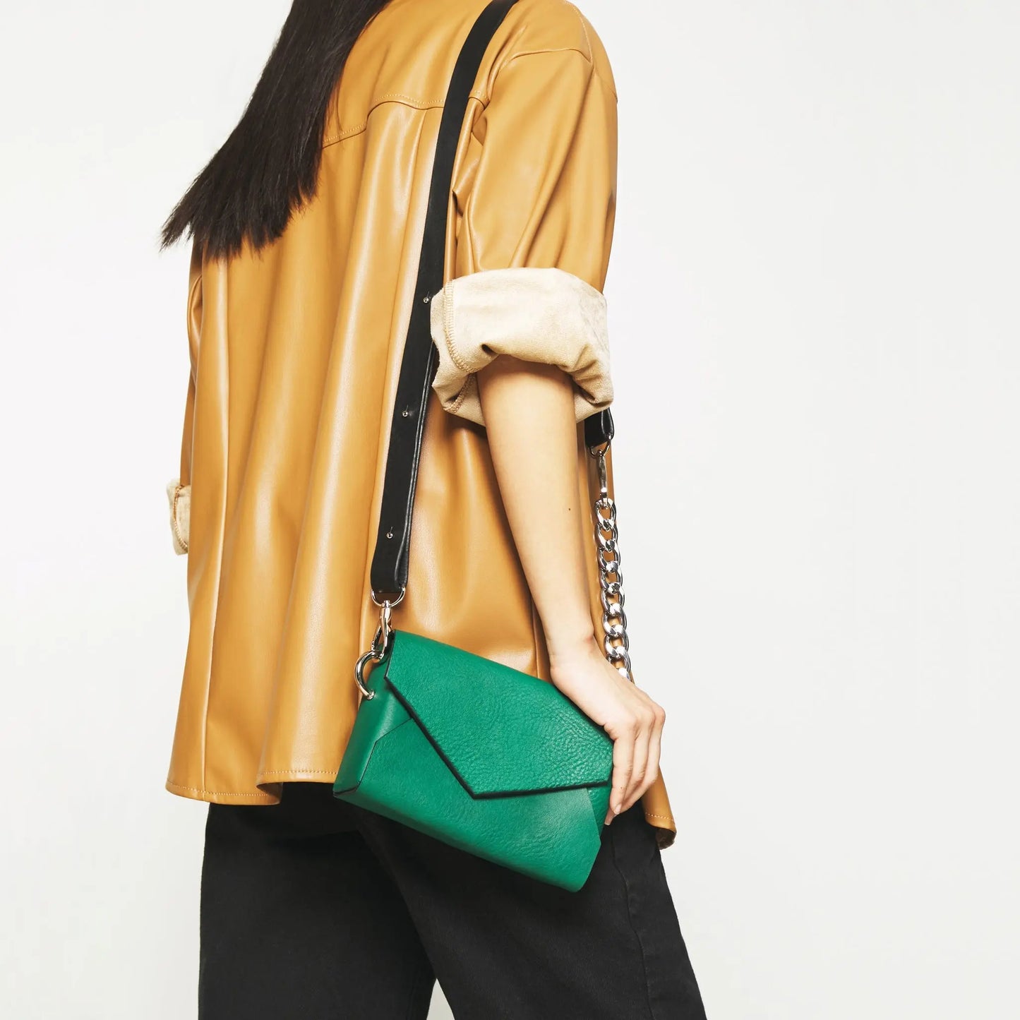 Handmade Leather Envelope Bag - Green