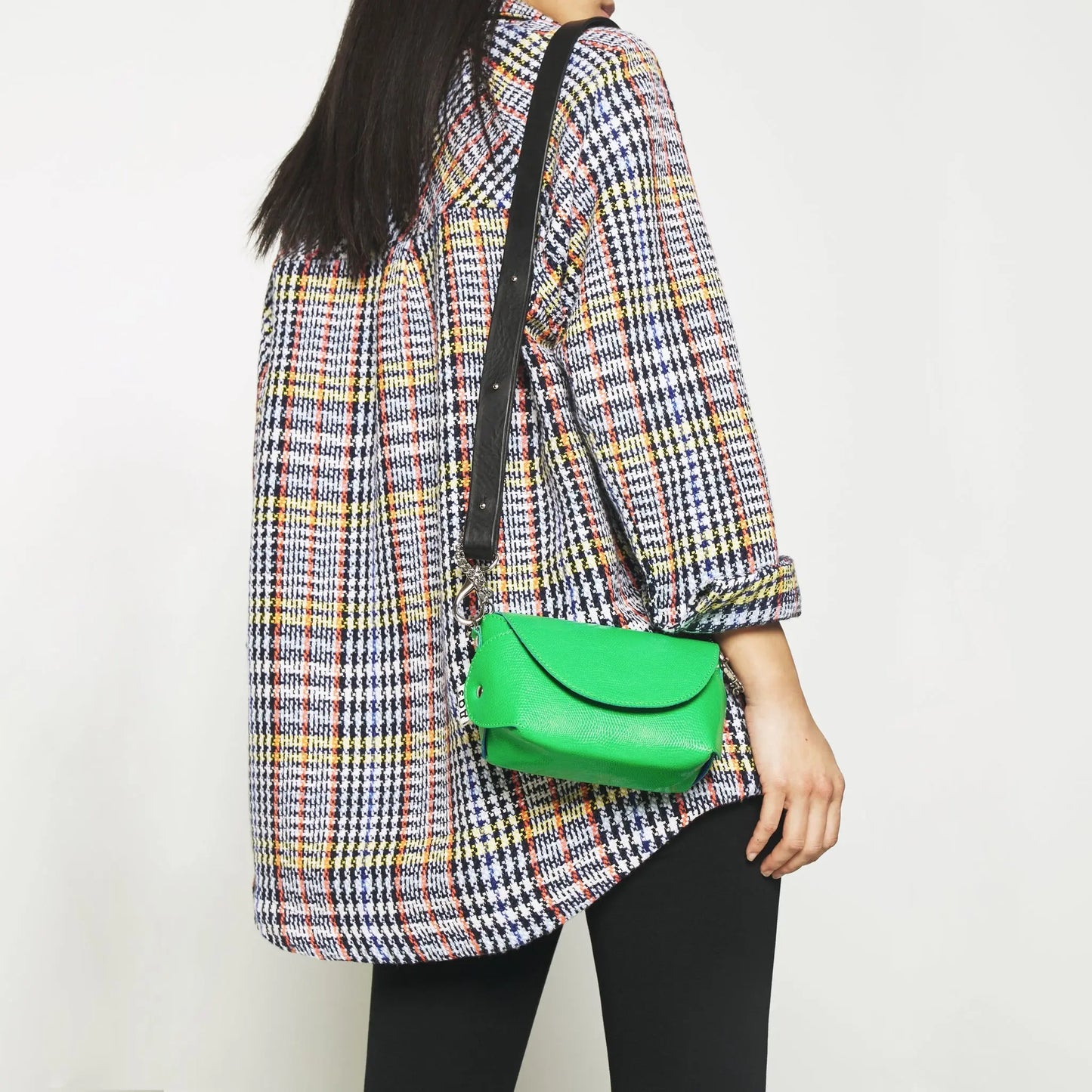 Handmade Leather Shoulder - Neon Green