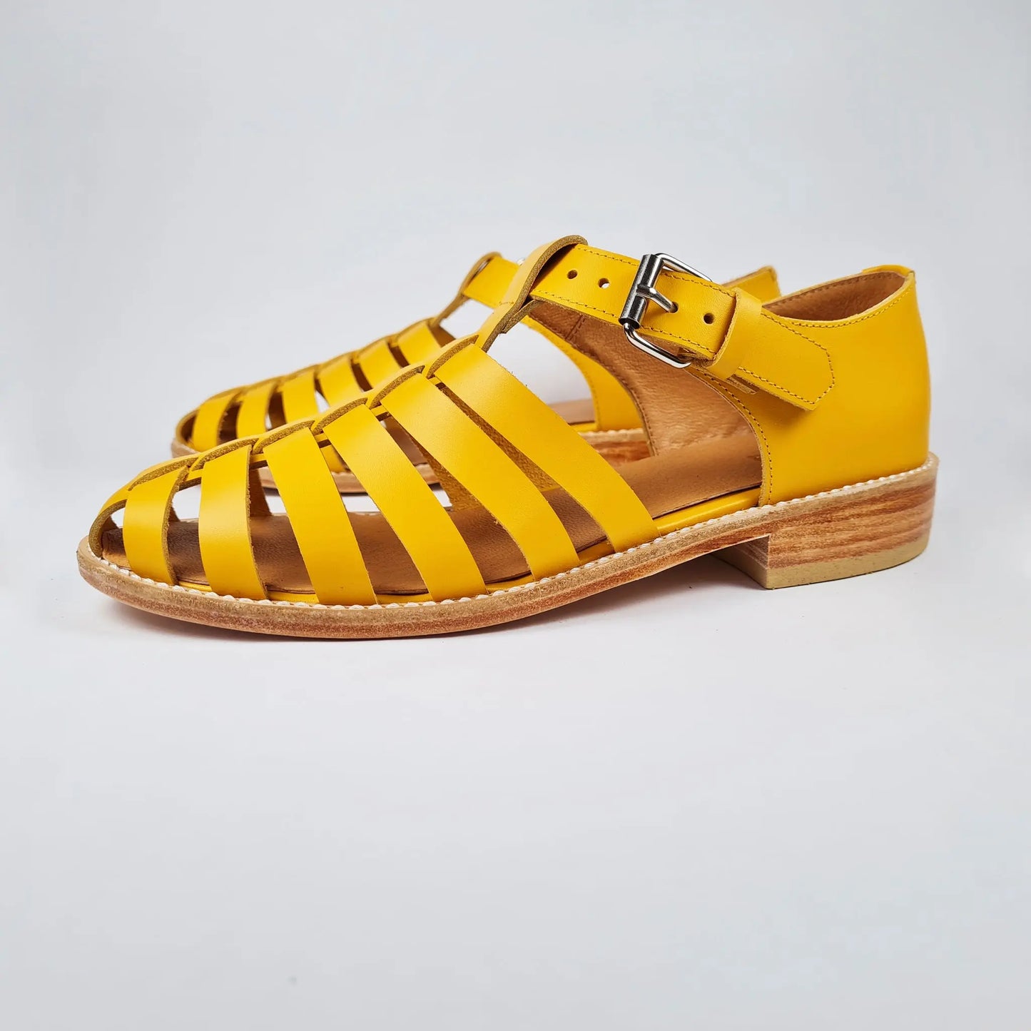 Handmade Leather Fisherman Sandals - Yellow